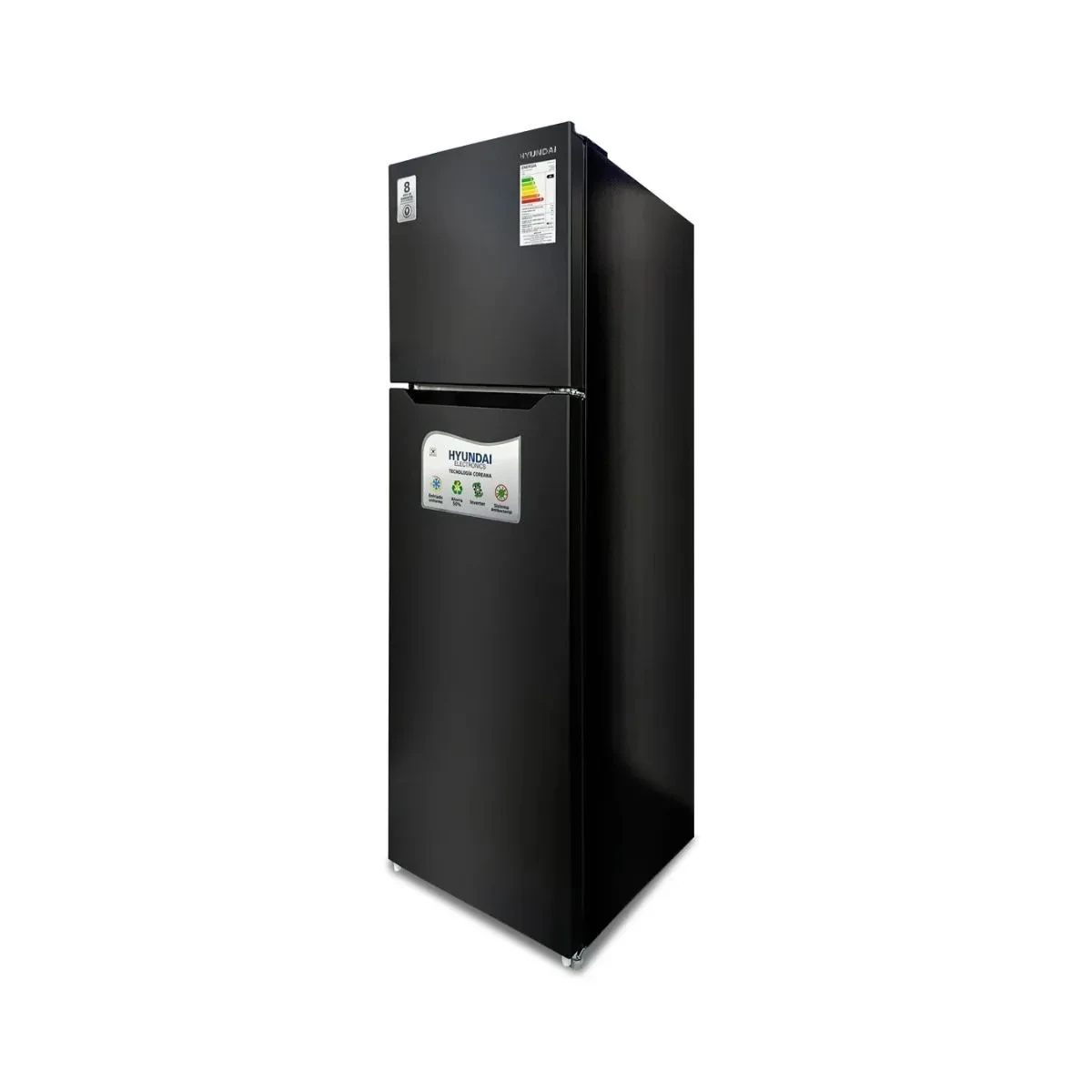 Refrigerador Capacidad de 440 Litros Hielo Seco Color Black Inox Dos Puertas HYUNDAI